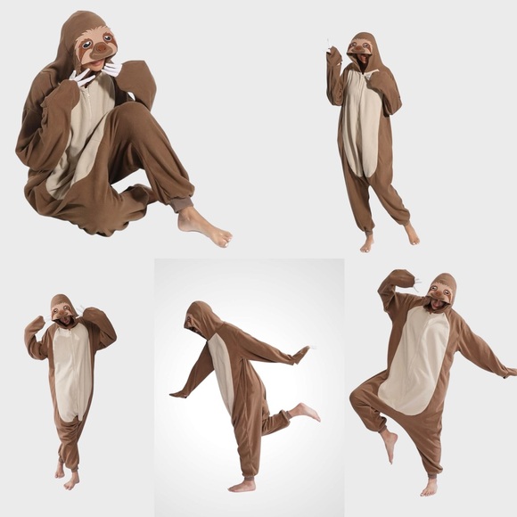 Adult Unisex Sloth Jumpsuit Cosplay Costume Animal Homewear Sleepwear Size L - Picture 15 of 17